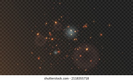 Vector star cloud with dust.Glowing light effect with lots of shining falling glare isolated on dark background.