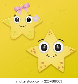 Vector Star Couple Set, star emoticon male and female