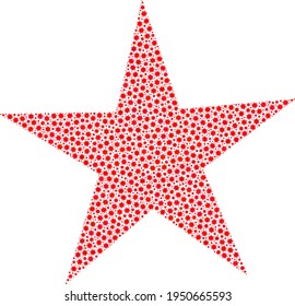 Vector star covid-2019 collage icon constructed for pandemic posters. Star mosaic is constructed with small covid infection items.