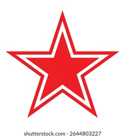 Estrela vetorial com recorte em linha, arte estêncil tatuagem estilo velho escola forma de estrela com ilustração de contorno duplo isolado fundo branco. ícone de estrela ou logotipo símbolo isolado vetor. 