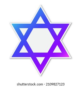 Vector Star of David icon. Paper sticker with shadow. Color Star of Israel isolated.