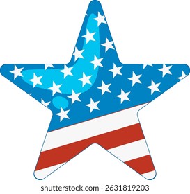 Vector star design with American flag colors, featuring blue, red, and white elements. Ideal for patriotic themes and celebrations