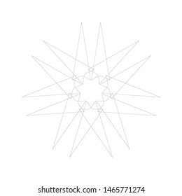 Vector star design element isolated on white black monochrome art geometric concept