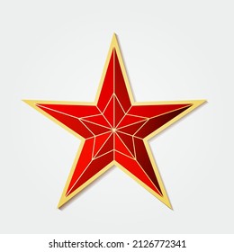 Vector Star design. Kremlin star isolated. Red gold star decoration