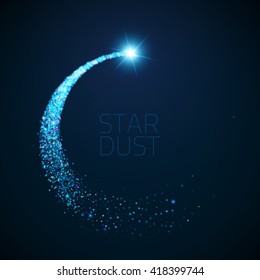 Vector star dust circle. Magic glittering illustration. Bright sparks and stars on dark background