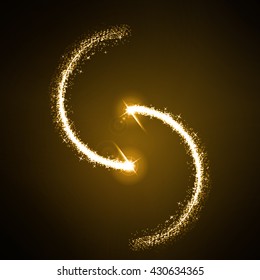 Vector star dust circle. Magic glittering illustration. Bright sparks and stars on dark background