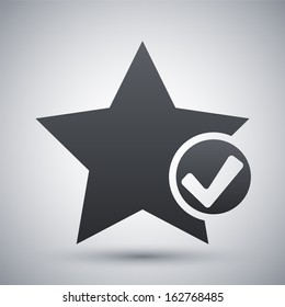 Vector star favorite icon with check mark glyph