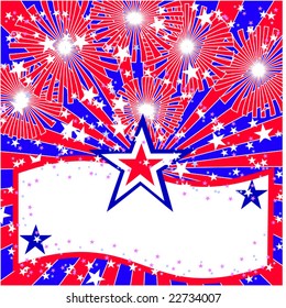 Vector Star Fireworks And Copyspace Banner