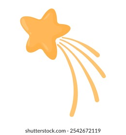 Vector star in flat style isolated on white background. Star decoration for prints and cards. Hand drawn doodle shooting star