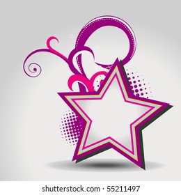 vector star with floral illustration