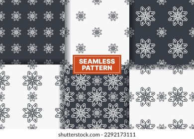 vector star flower geometric seamless pattern collection