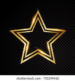 Vector star frame. Shining circle banner. Isolated on black transparent background. Vector illustration