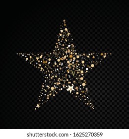 Vector star frame. Shining star isolated on black transparent background Vector illustration