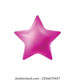 Estrella vectorial colores rosa brillante 3d forma estrella lisa linda ilustración vectorial realista aislada en fondo blanco