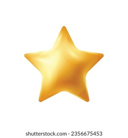 Vector star glossy yellow colors 3d cute smooth star shape realistic vector illustration isolated on a white background