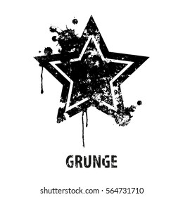 Vector Star In A Grunge Style With Splashes And Streaks