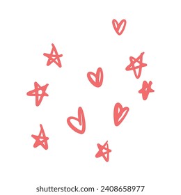 Vector star and heart background decoration illustration.