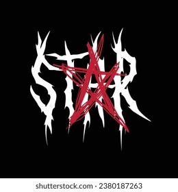 vector star horror text with red star icon