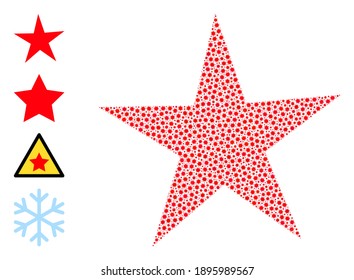 Vector star icon coronavirus collage. Star mosaic is done from little coronavirus pathogen items. Collage designed for medicare posters.
