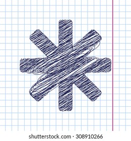 Vector star icon isolated on copybook background. Eps10 