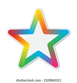 Vector Star icon. Paper sticker with shadow. Colorful Star isolated.