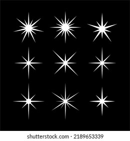 Vector star icon. Twinkling stars. Sparkling, shining exploding. light on black background