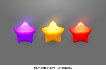 Iconos de estrella de vectores. Diseño de icono de colección para juegos, ui, banner, diseño para aplicaciones, interfaz, desarrollo de juegos. Icono de clasificación de estrellas vectorial aislado de la aplicación o sitio web del ganador del premio.