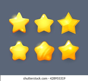 Vector Star Icons Set. Collection Icon Design For Game, Ui, Banner, Design For App, Interface, Game Development. Cartoon Isolated Vector Star