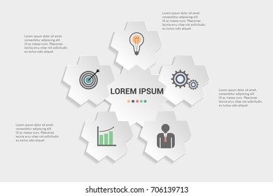 Vector star for infographic. Business concept with 5 options, parts, steps or processes. Can be used for workflow layout, diagram, number options, web design