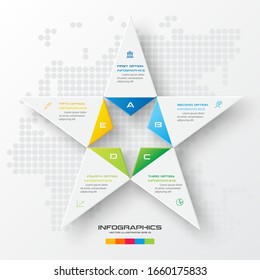 Estrella vectorial para infografía,Concepto de negocio con 5 opciones.