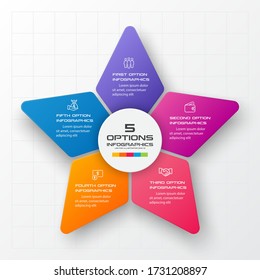 Vector Star For Infographic,Business Concept With 5 Options.
