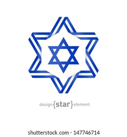 The vector star with Israel flag colors and symbols