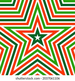 Vector star line background. Abstract geometric Christmas pattern stripe seamless red green and white colors. Gift wrap paper design for holidays season.