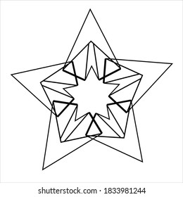 Vector star made of envelopes. Black lineart. paper airplane star