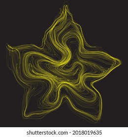 Vector star made of yellow lines on a black background