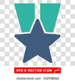 Vector Star Medal EPS vector pictograph. Illustration style is flat iconic bicolor cobalt and cyan symbol on a transparent background.