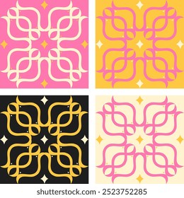 Vector star minimal geometric illustrations set - trendy abstract aesthetic minimal compositions, prints, frames and graphic design elements