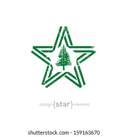 The vector star with Norfolk Island flag colors, symbols and grunge effect without gradients