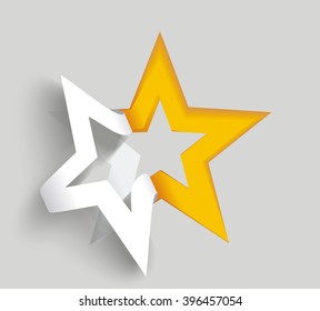 Vector star paper sticker on white background