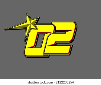 Vector star racing number 02. Flat design, Editable. Vector Illustration EPS 10