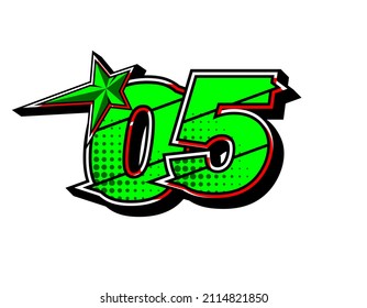 Vector star racing number 05. Flat design, Editable. Vector Illustration EPS 10