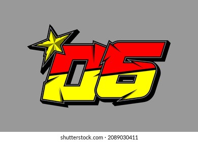 Vector star racing number 06. Flat design, Editable. Vector Illustration EPS 10