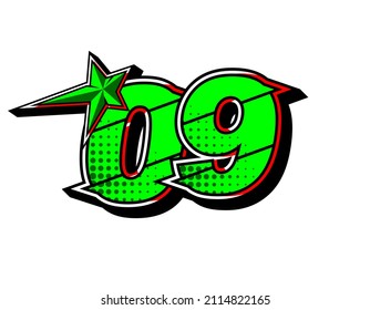 Vector star racing number 09. Flat design, Editable. Vector Illustration EPS 10