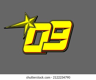 Vector star racing number 09. Flat design, Editable. Vector Illustration EPS 10