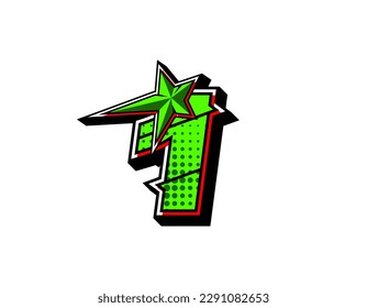 Vector star racing number 1. Flat design, Editable. Vector Illustration EPS 10