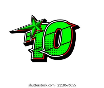 Vector star racing number 10. Flat design, Editable. Vector Illustration EPS 10