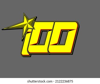 Vector star racing number 100. Flat design, Editable. Vector Illustration EPS 10