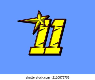 Vector star racing number 11. Flat design, Editable. Vector Illustration EPS 10