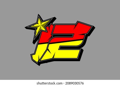 Número 12 de las carreras de estrella de vectores. Diseño plano, editable. Vector Illustration EPS 10