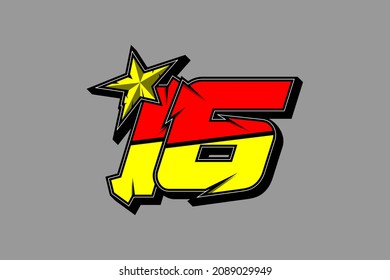 Vector star racing number 16. Flat design, Editable. Vector Illustration EPS 10